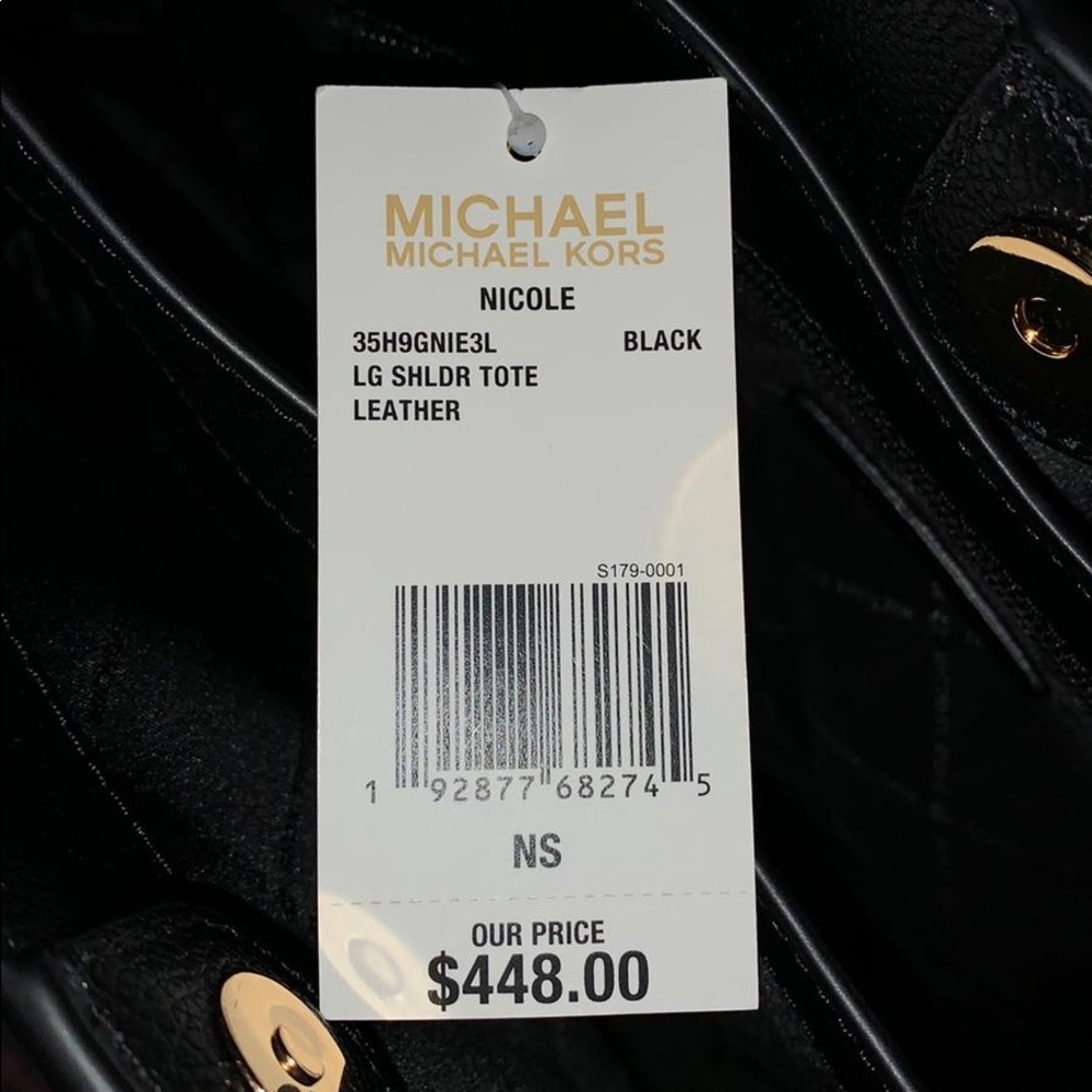 🌺 MICHAEL KORS 🌺 BLACK NICOLE LARGE SATCHEL - Picture 4 of 9